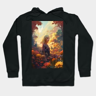 A girl is surrounded by flowers Hoodie